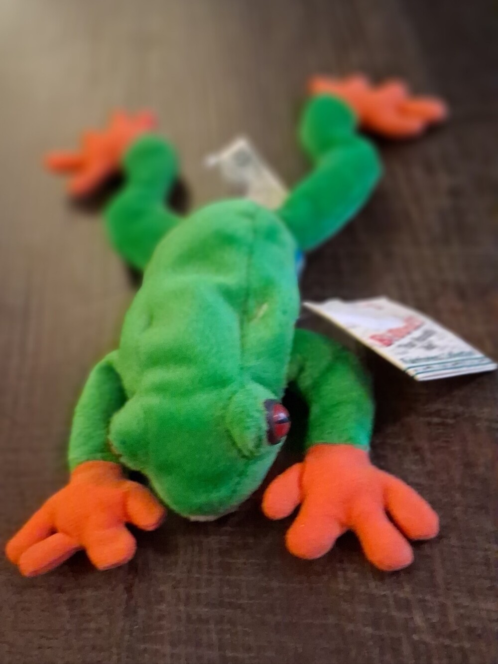 M Nature Bean Buddies Poseable Frog Plush Toy From The Rainforest Collection.